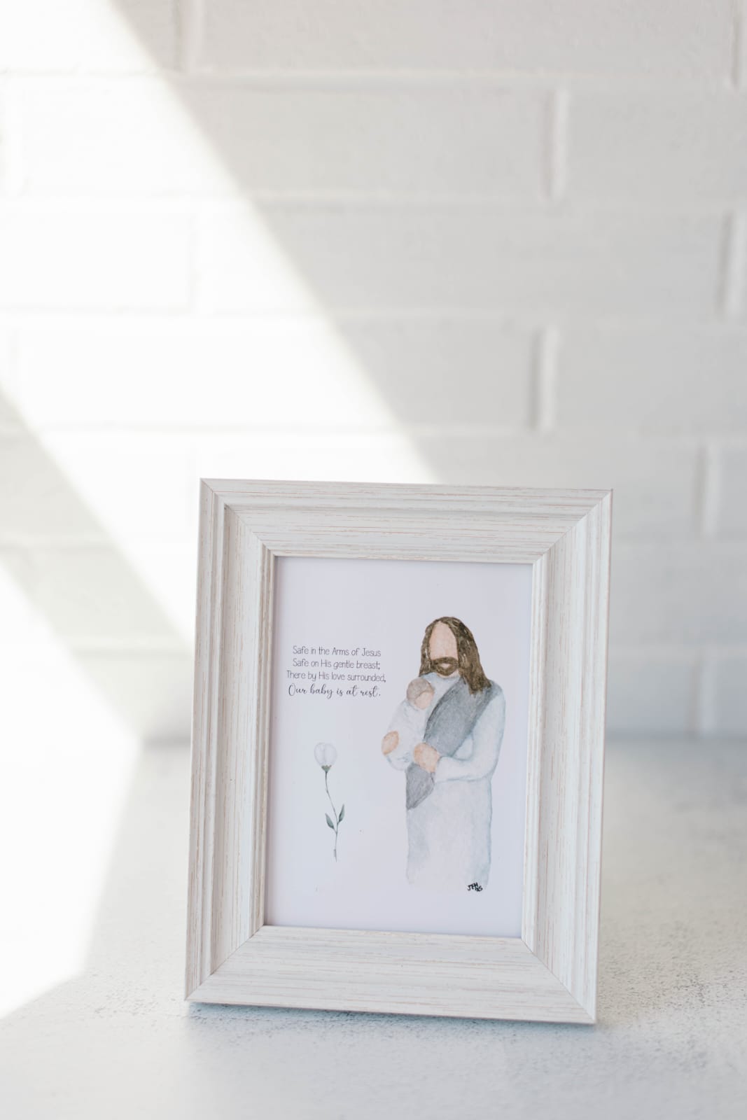 A Hand-Painted Keepsake — Hand-painted print of Jesus — optional personalization.