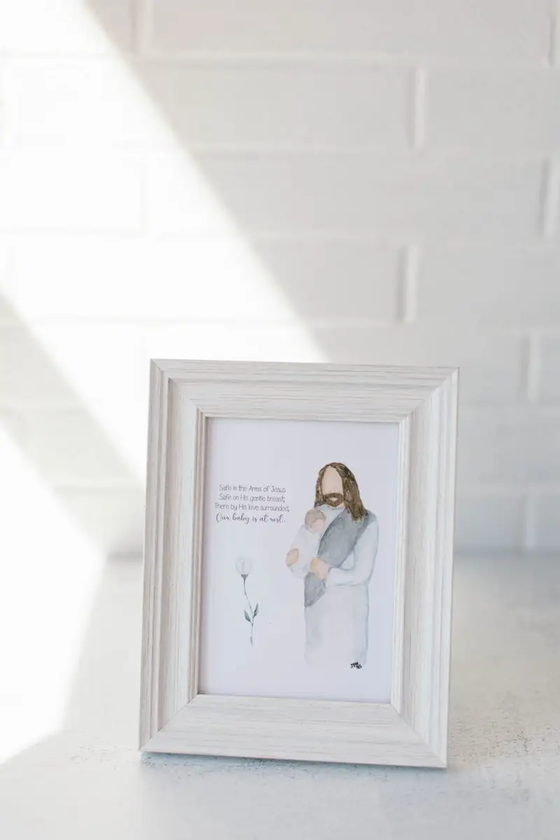 A Hand-Painted Keepsake — Hand-painted print of Jesus — optional personalization.